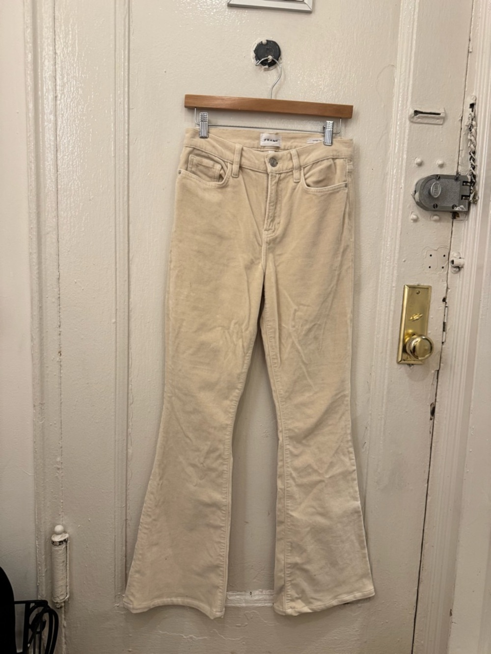 Frame Denim Cream Le High Flare Jeans